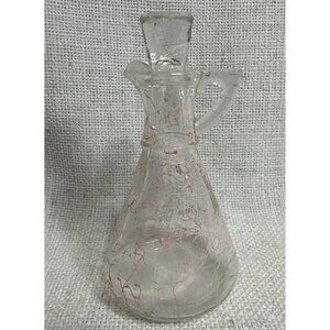 VINTAGE 1950’s HAZEL ATLAS PINK SPAGHETTI STRING DRIZZLE GLASS OLIVE OIL CRUET